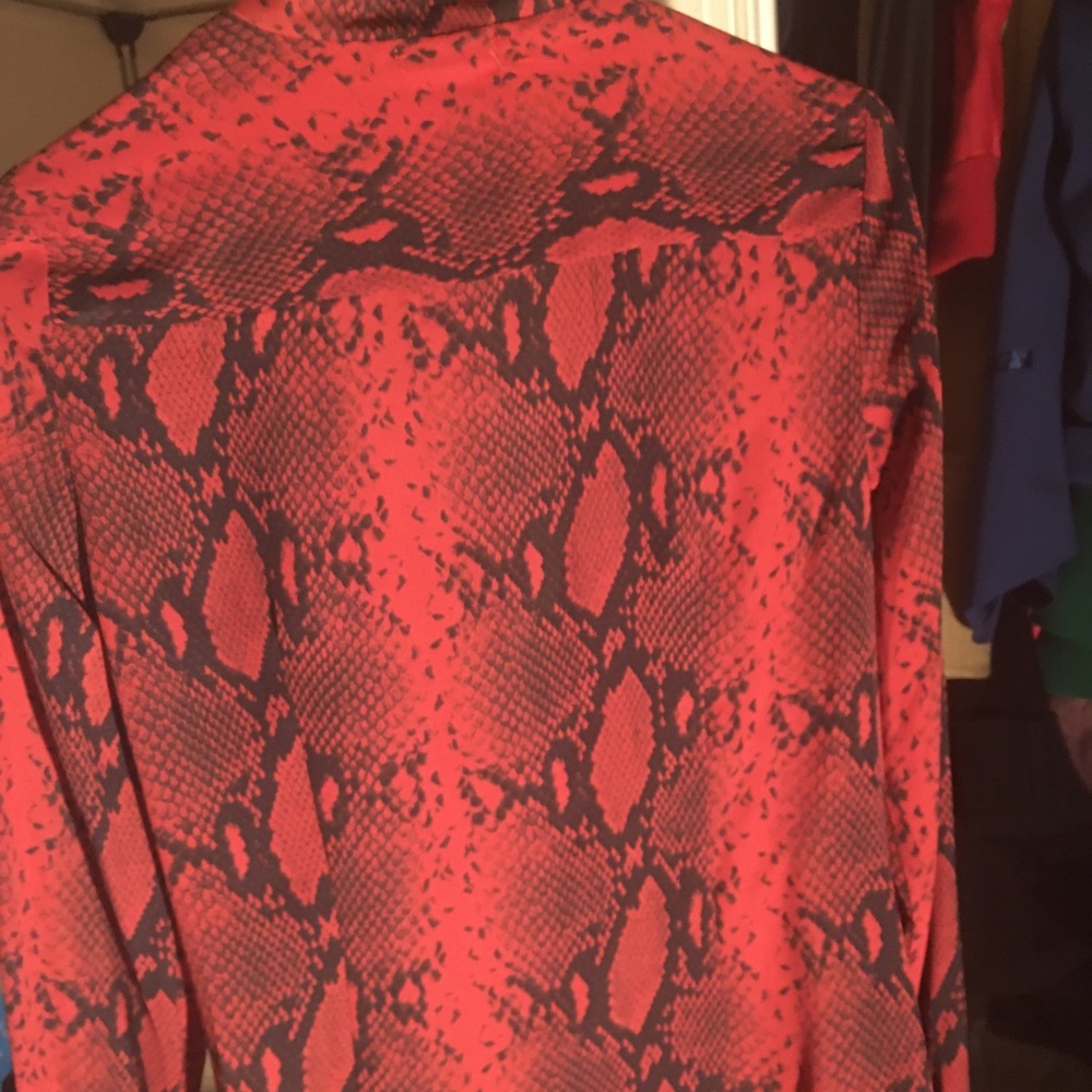 Red and black snake print blouse with sequins detail - Picture 3 of 4